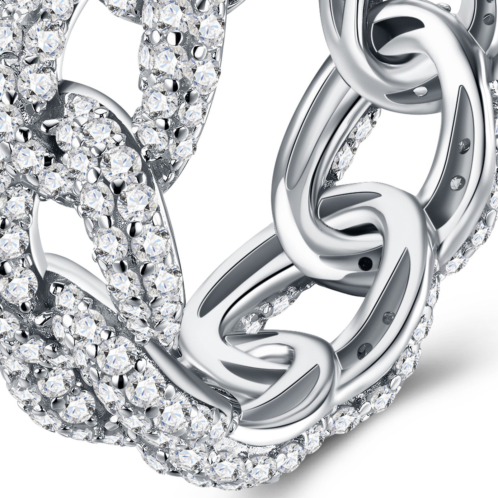 Catenella Moissanite Band Ring in Sterling Silver — detail