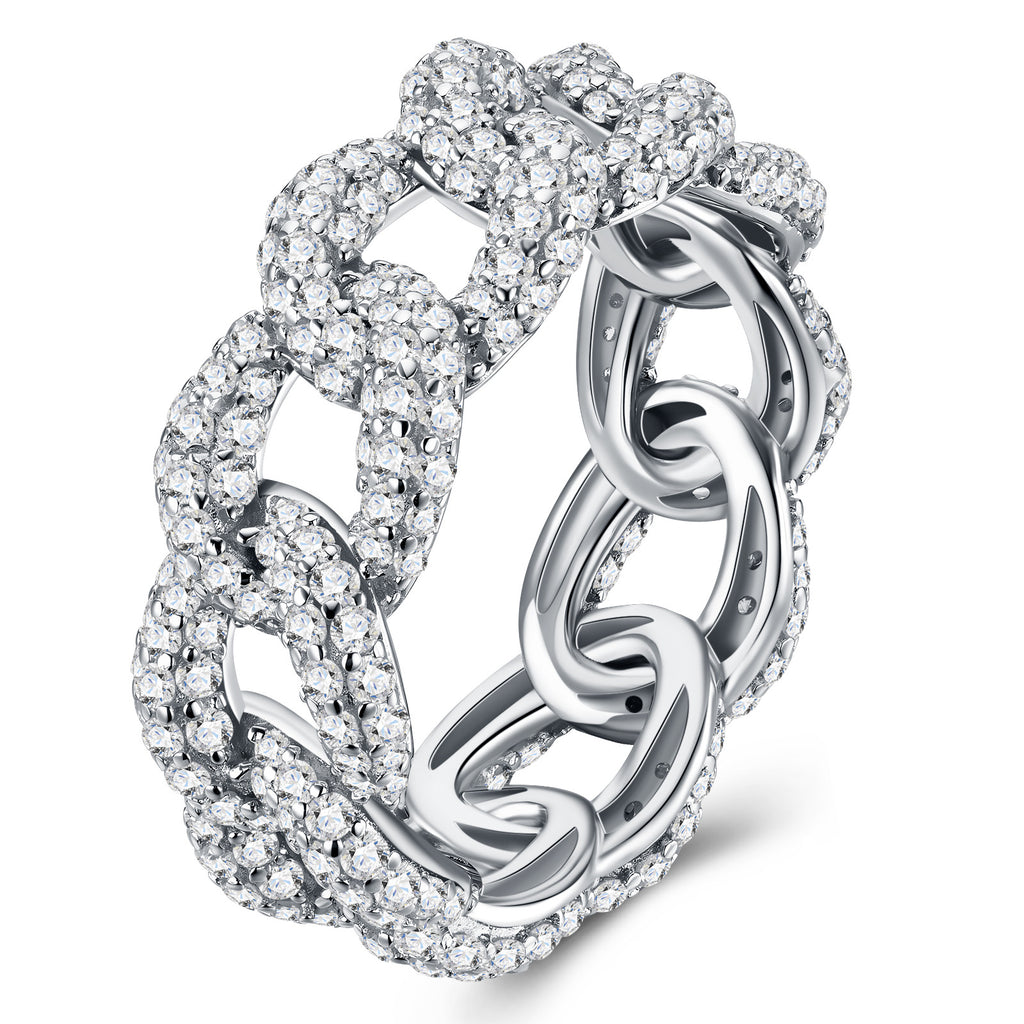 Catenella Moissanite Band Ring in Sterling Silver