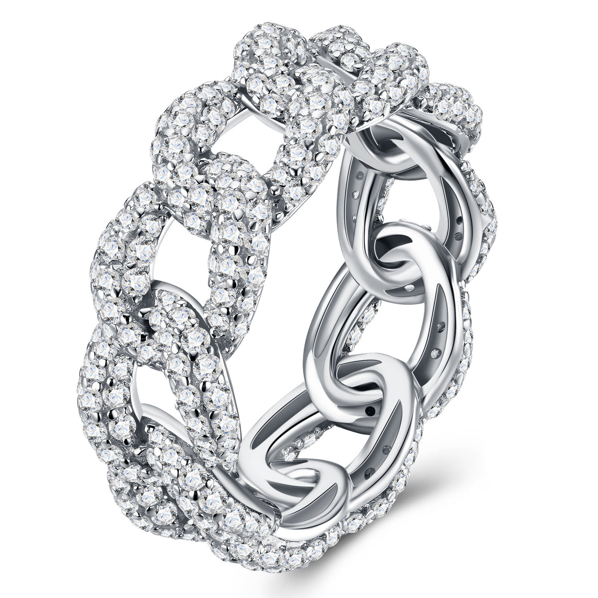 Catenella Moissanite Band Ring in Sterling Silver