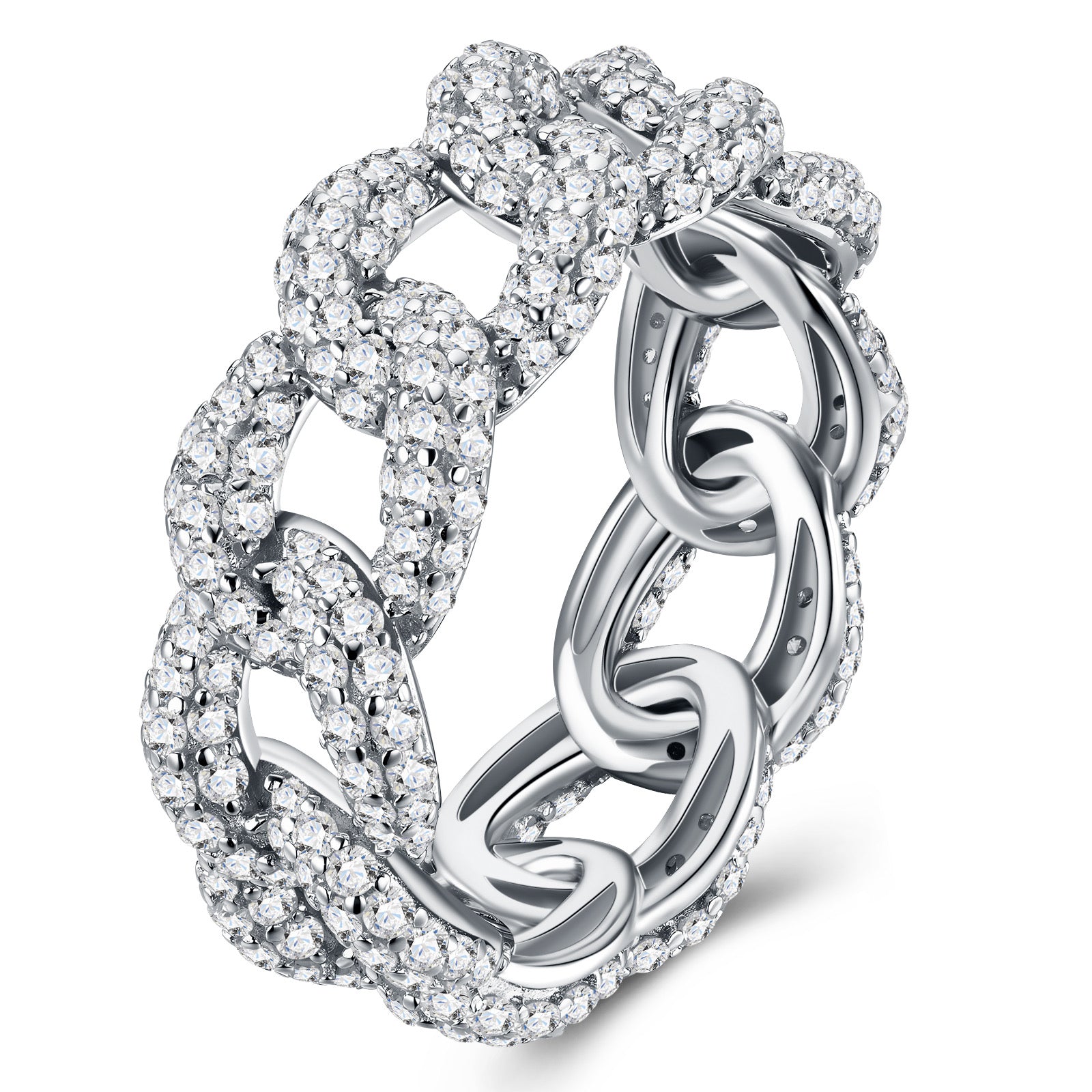 Catenella Moissanite Band Ring in Sterling Silver