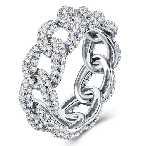 Catenella Moissanite Band Ring in Sterling Silver