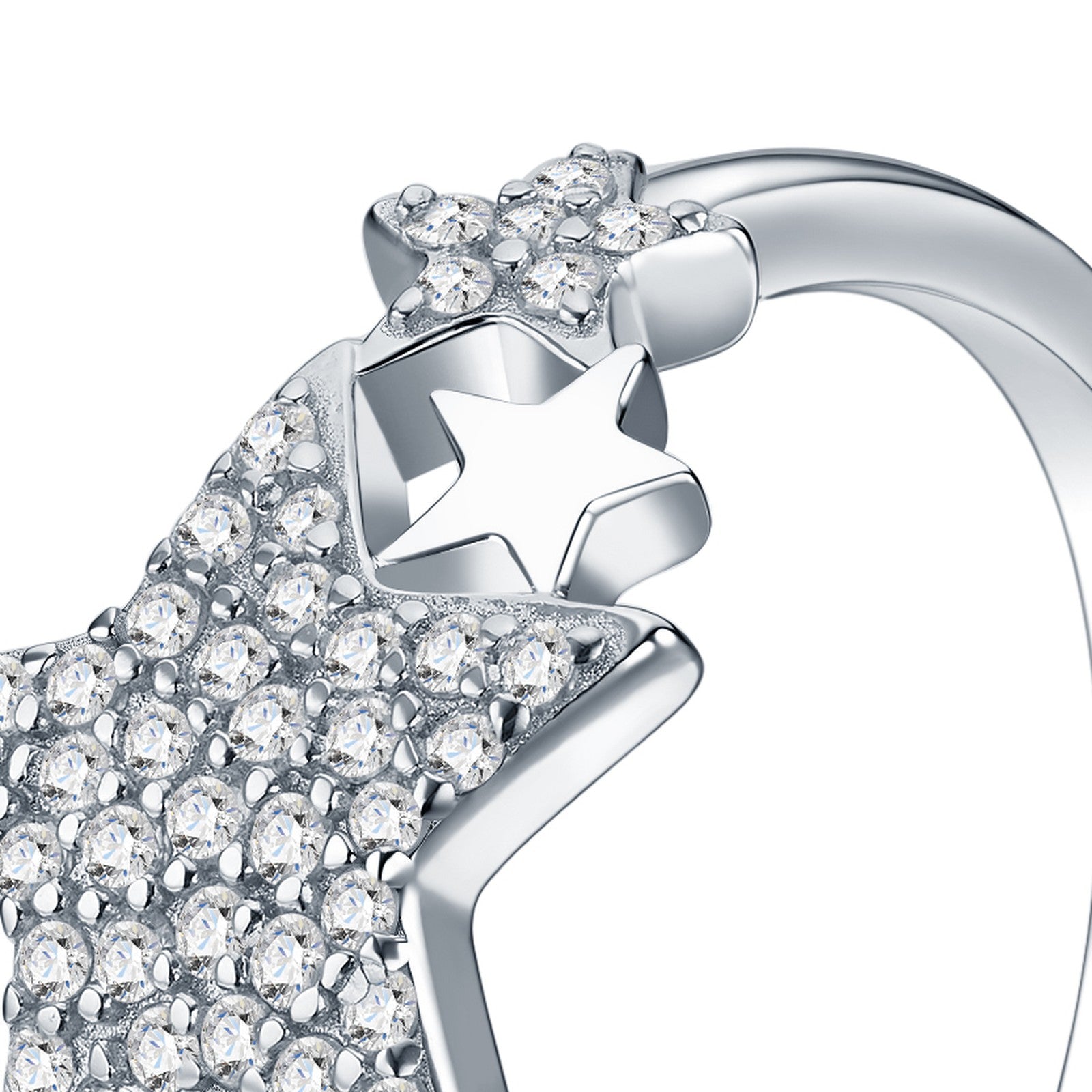 Stellata Moissanite Star Ring in Sterling Silver — detail