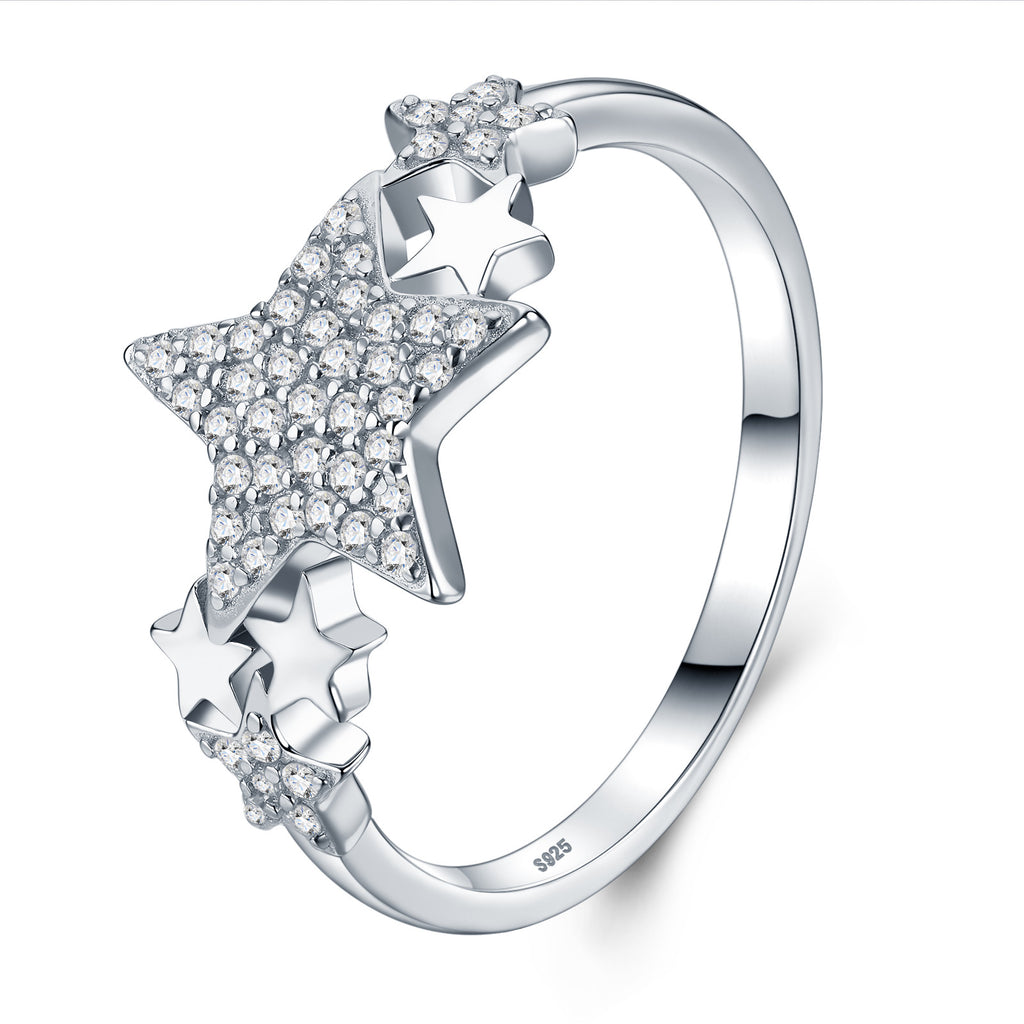 Stellata Moissanite Star Ring in Sterling Silver