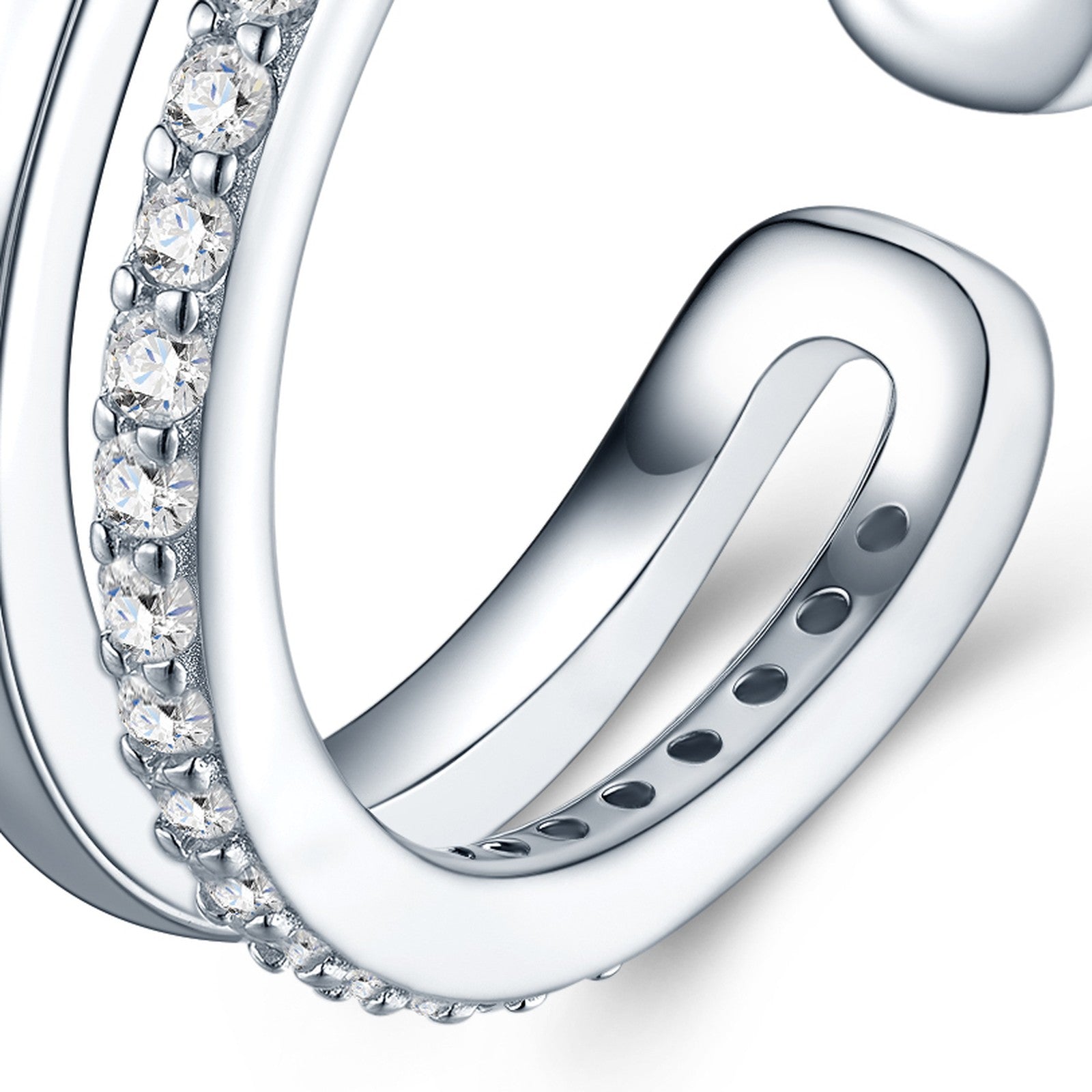 Aperto Moissanite Band Ring in Sterling Silver — detail