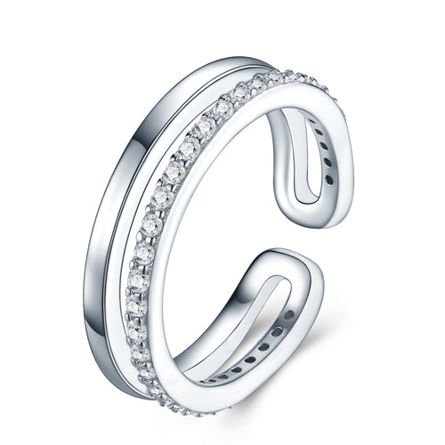 Aperto Moissanite Band Ring in Sterling Silver