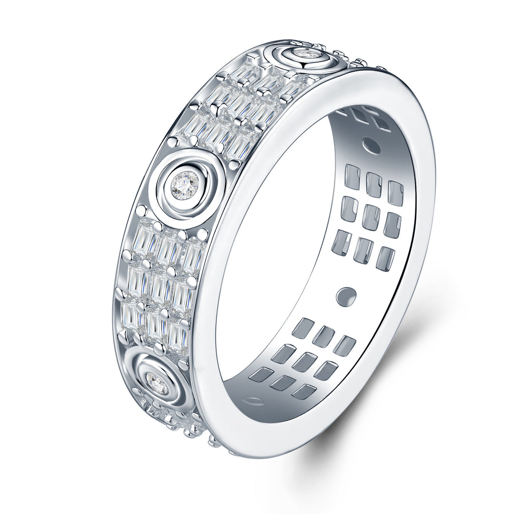 Grata Moissanite Band Ring in Sterling Silver