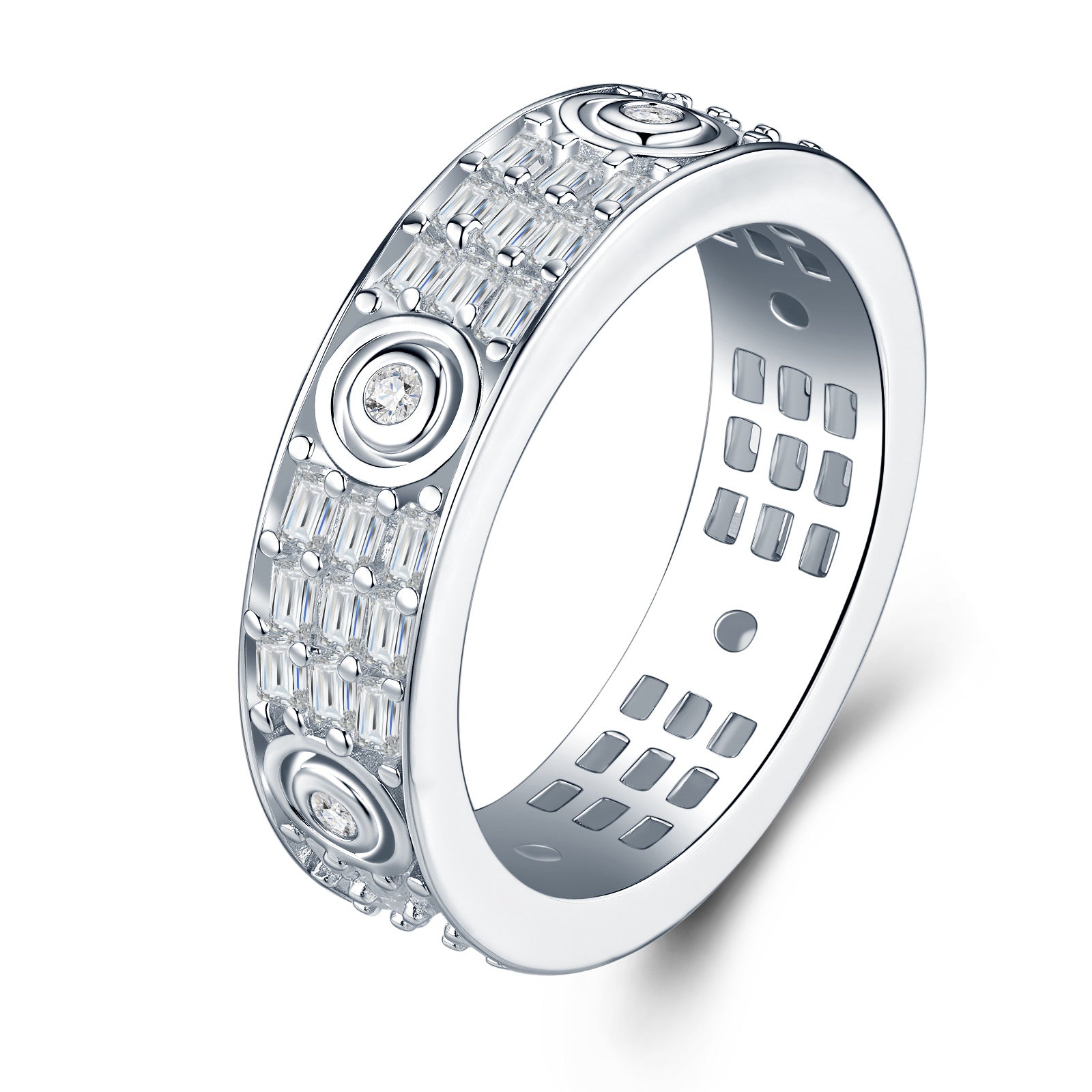 Grata Moissanite Band Ring in Sterling Silver