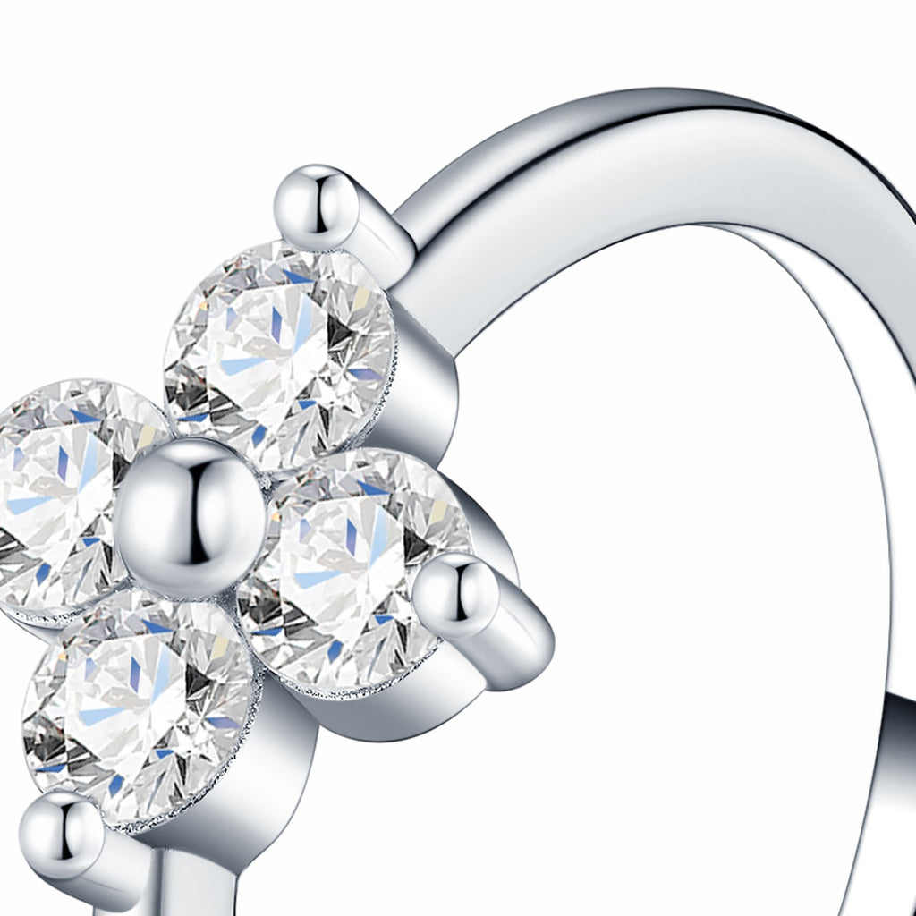 Trifiore Moissanite Cluster Ring in Sterling Silver — detail