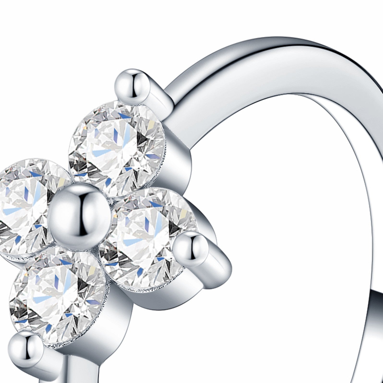 Trifiore Moissanite Cluster Ring in Sterling Silver — detail