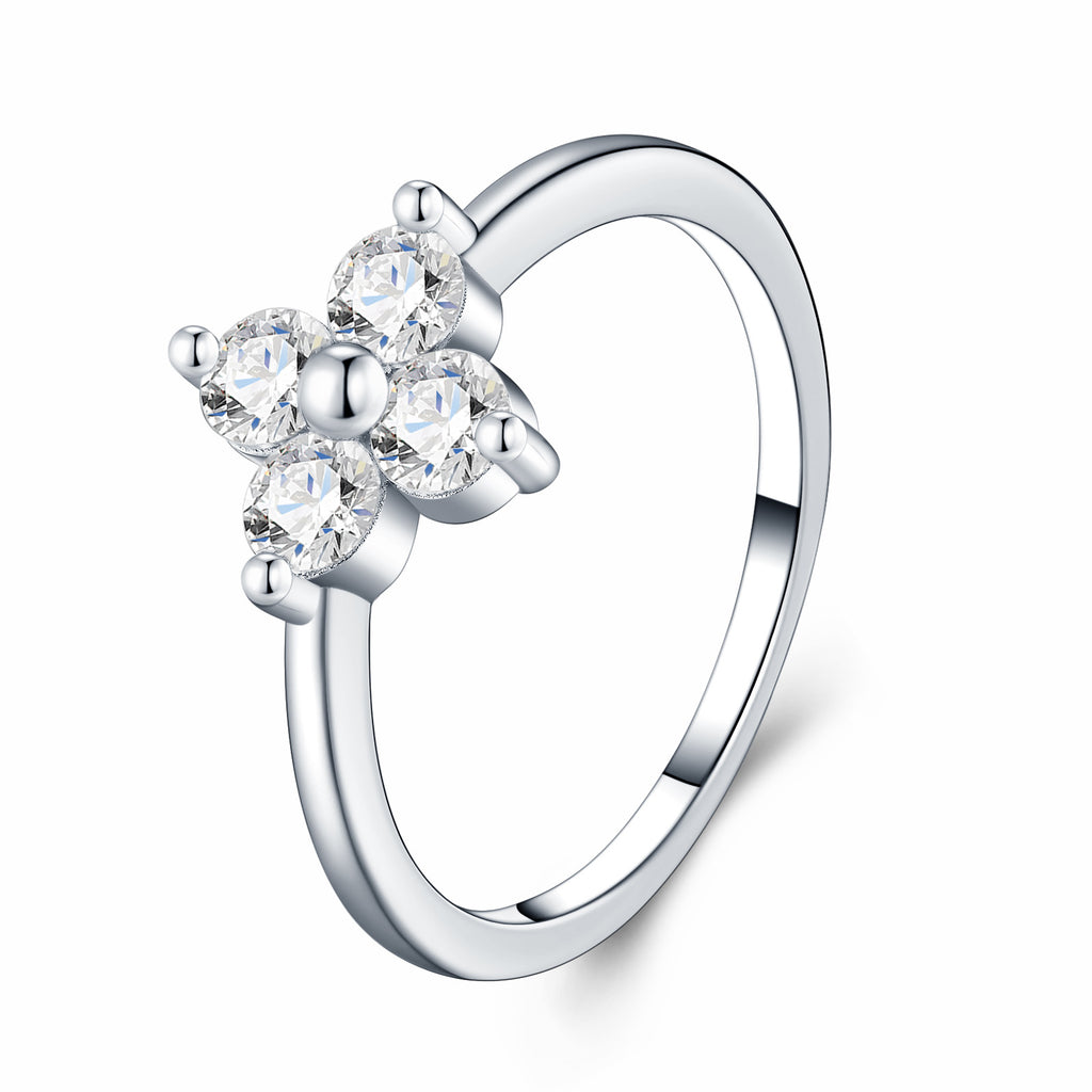 Trifiore Moissanite Cluster Ring in Sterling Silver
