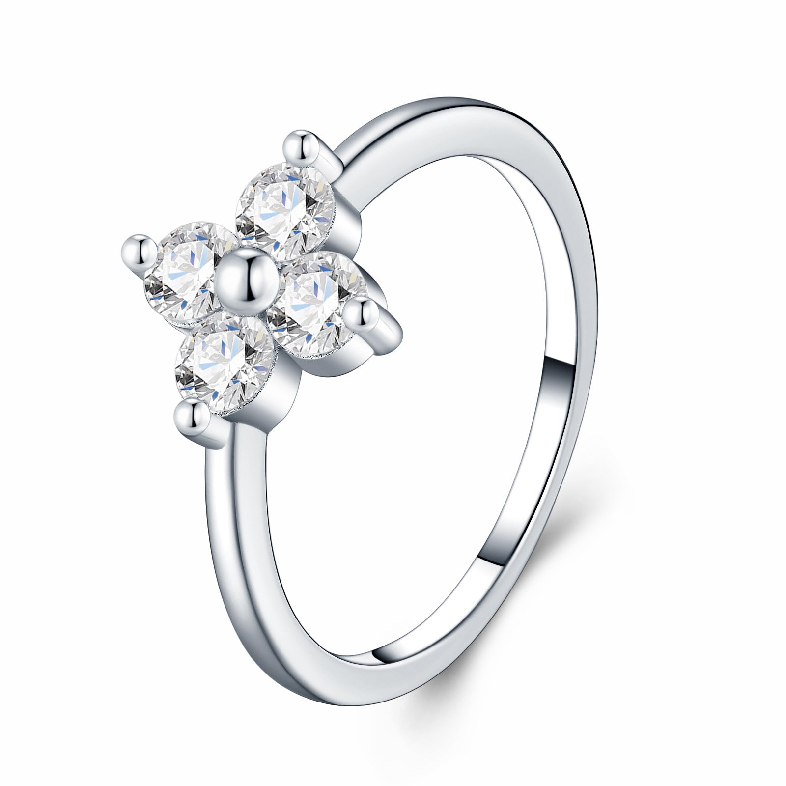 Trifiore Moissanite Cluster Ring in Sterling Silver