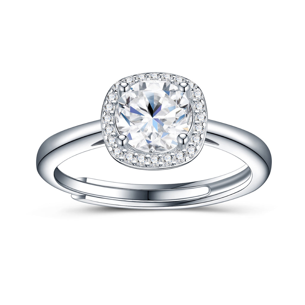 Rotondo 1 Carat Moissanite Halo Ring in Sterling Silver