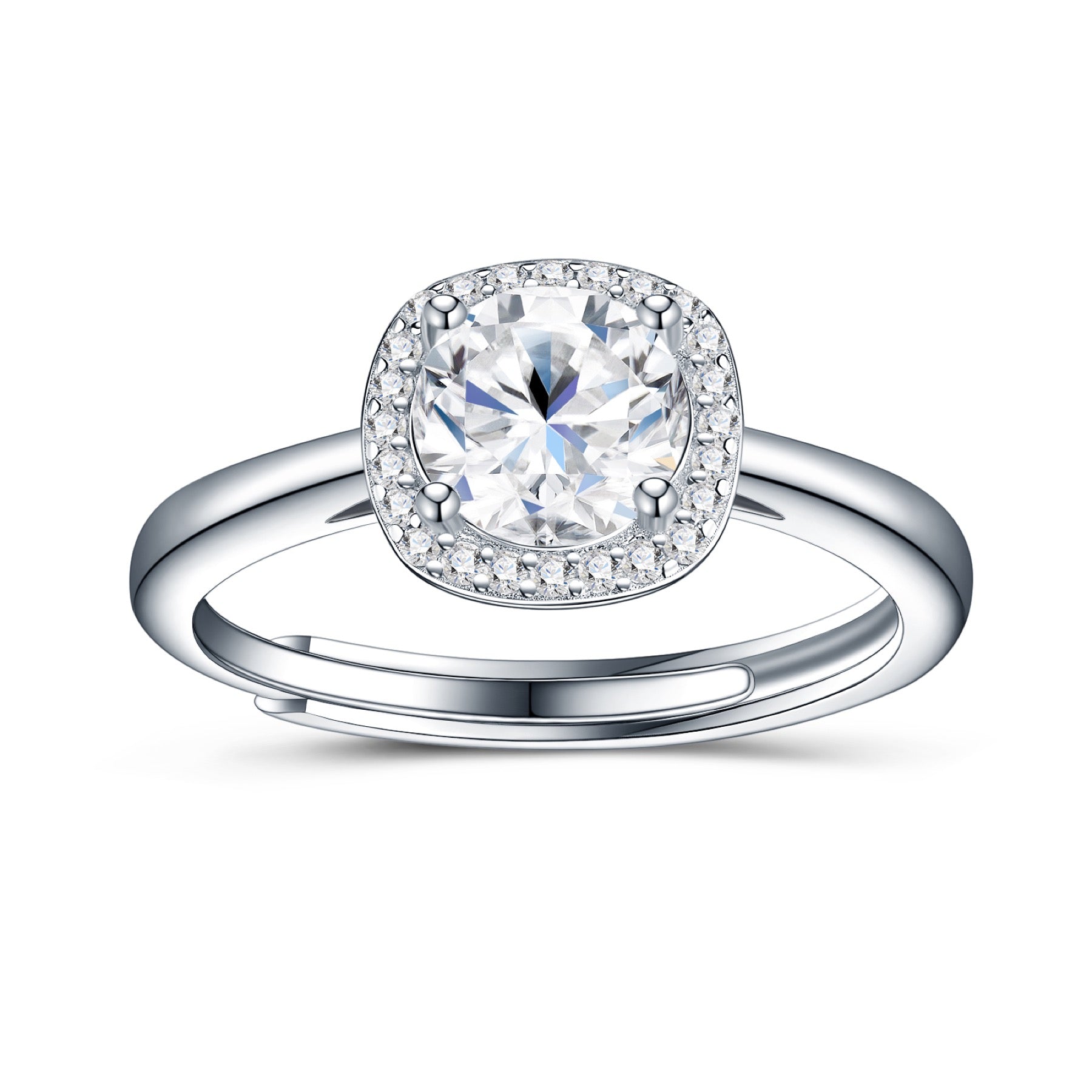 Rotondo 1 Carat Moissanite Halo Ring in Sterling Silver