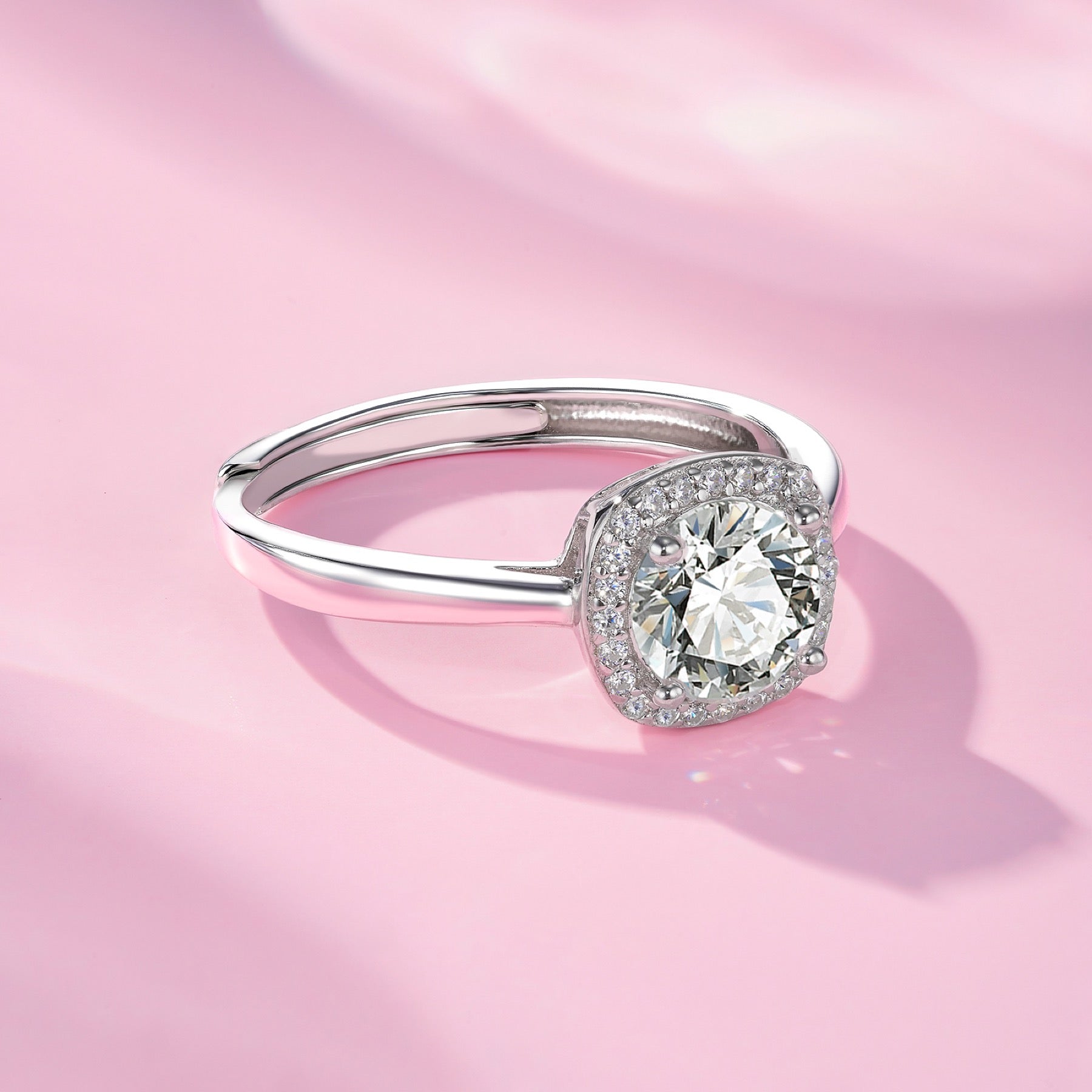 Rotondo 1 Carat Moissanite Halo Ring in Sterling Silver