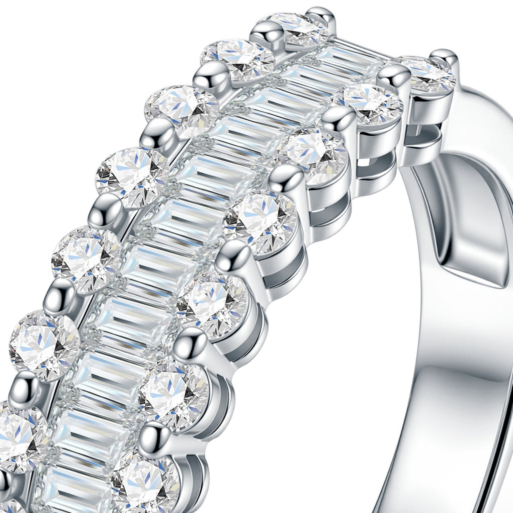 Lastrone Moissanite Band Ring in Sterling Silver — detail