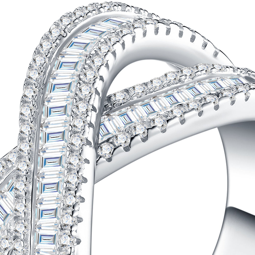 Abbraccio Moissanite Band Ring in Sterling Silver — detail