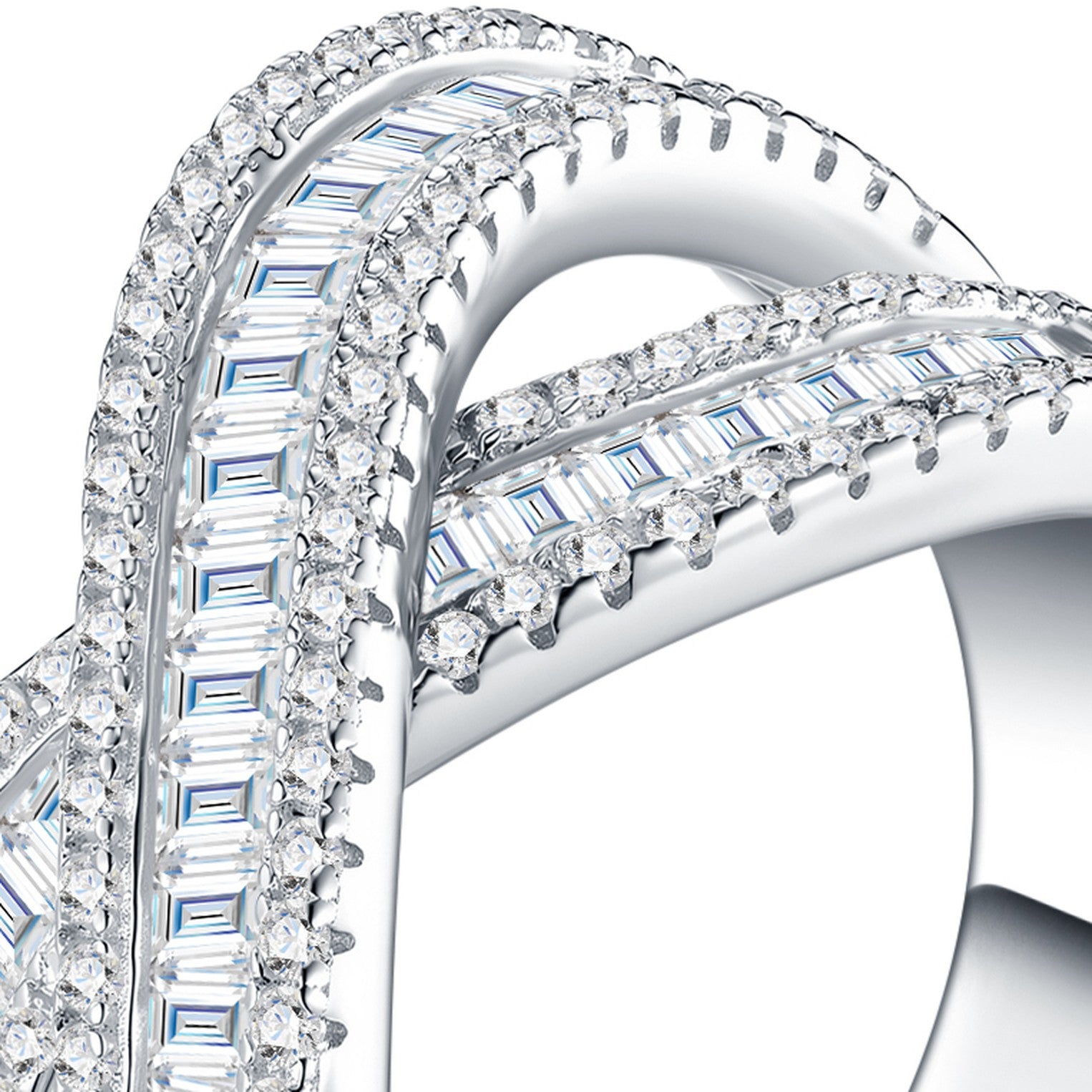 Abbraccio Moissanite Band Ring in Sterling Silver — detail