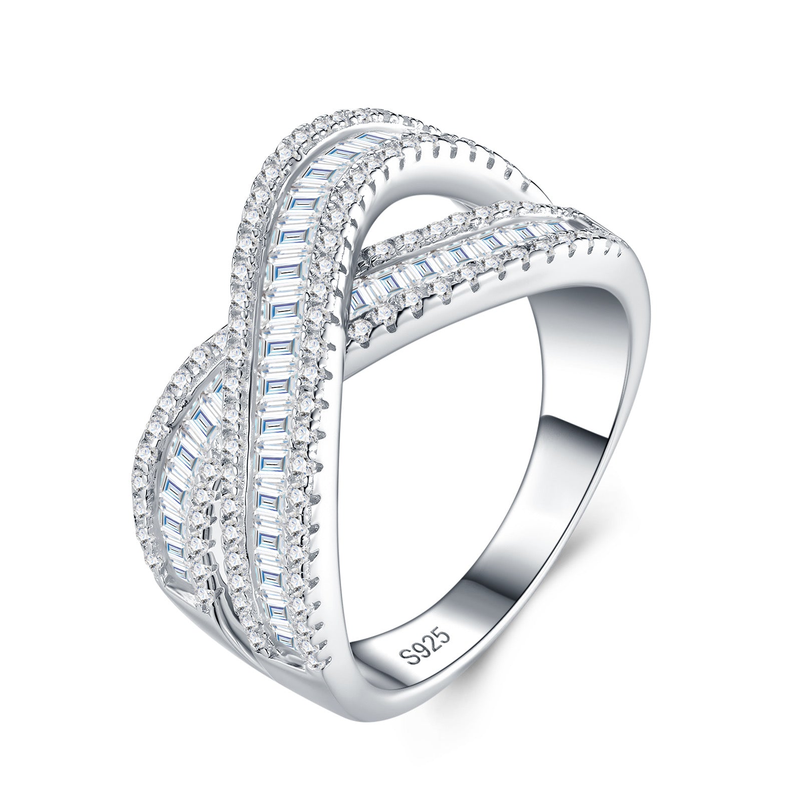 Abbraccio Moissanite Band Ring in Sterling Silver
