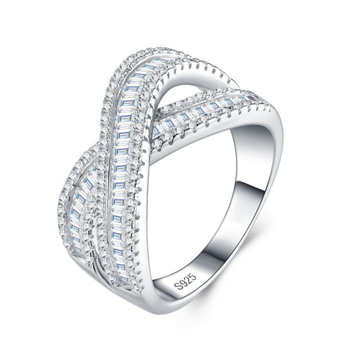 Abbraccio Moissanite Band Ring in Sterling Silver