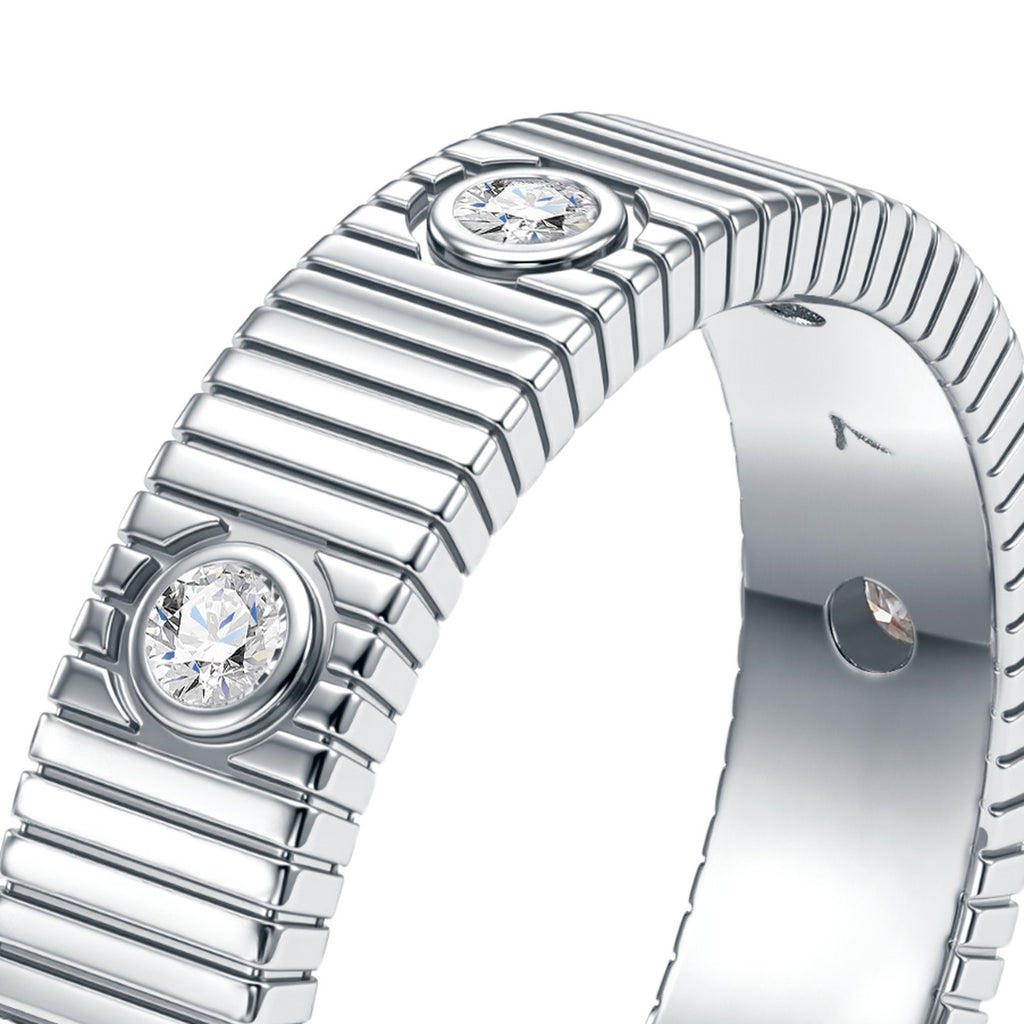 Romana Moissanite Band Ring in Sterling Silver — detail