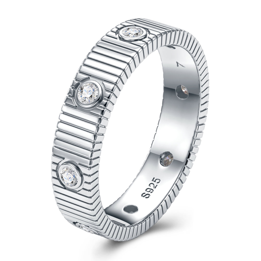 Romana Moissanite Band Ring in Sterling Silver