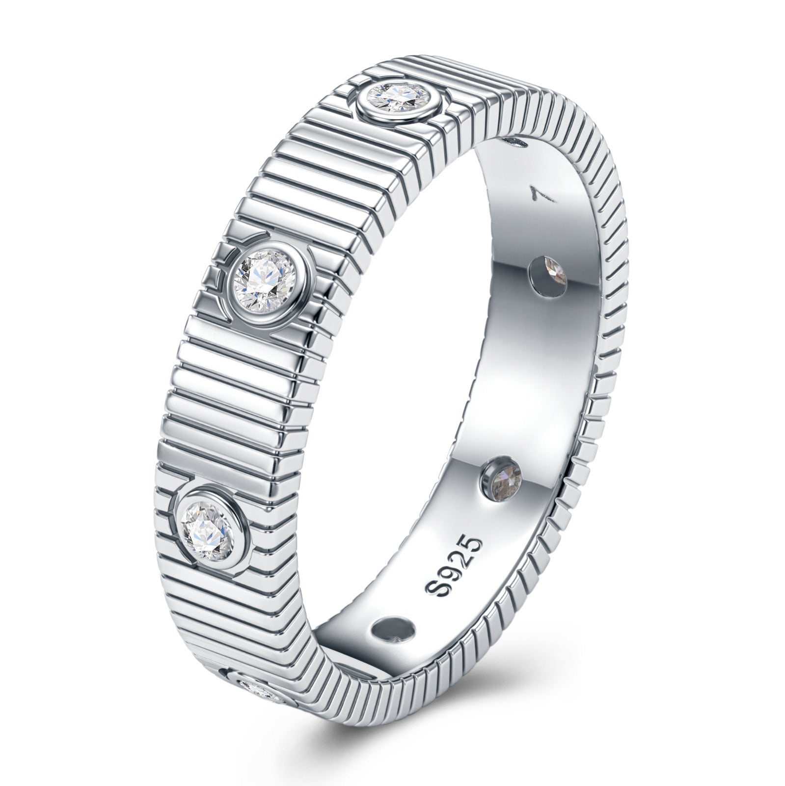 Romana Moissanite Band Ring in Sterling Silver