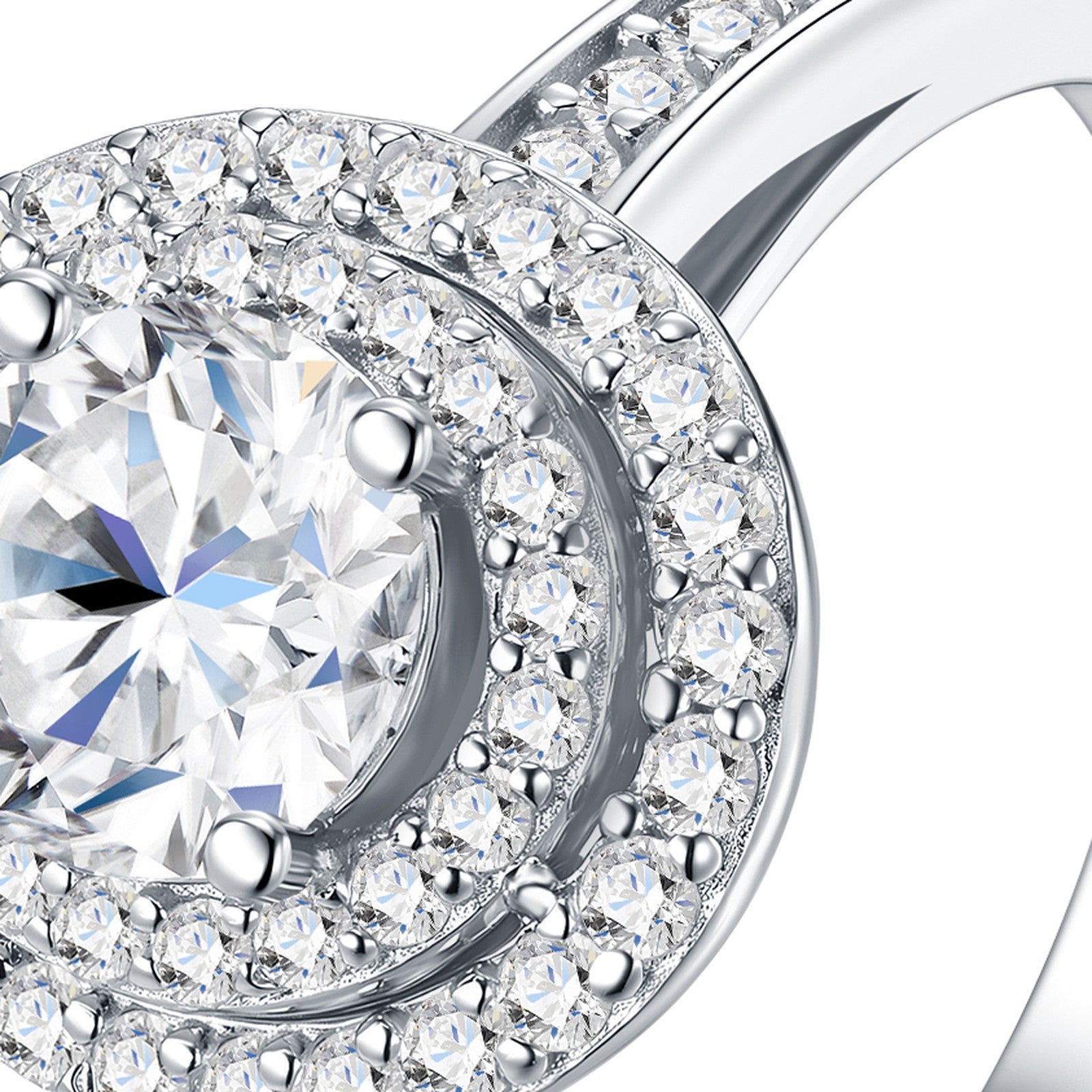 Ovaletta 1 Carat Moissanite Halo Ring in Sterling Silver — detail