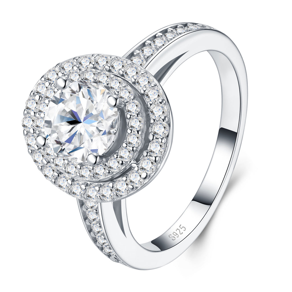 Ovaletta 1 Carat Moissanite Halo Ring in Sterling Silver
