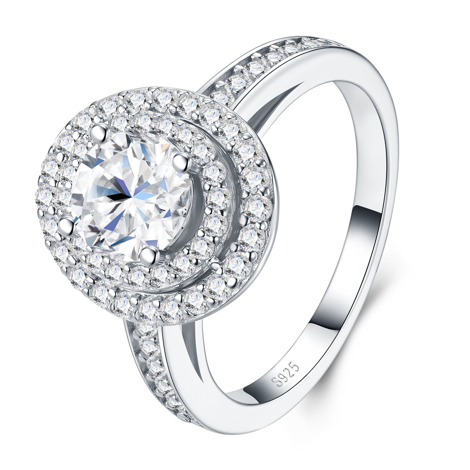Ovaletta 1 Carat Moissanite Halo Ring in Sterling Silver