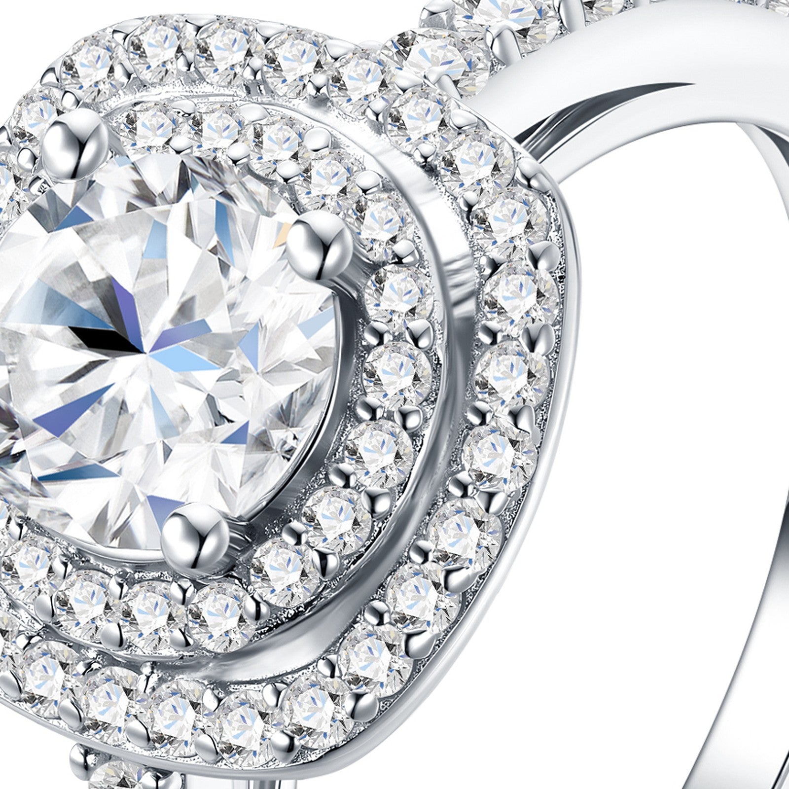Doppioalo 1 Carat Moissanite Halo Ring in Sterling Silver — detail