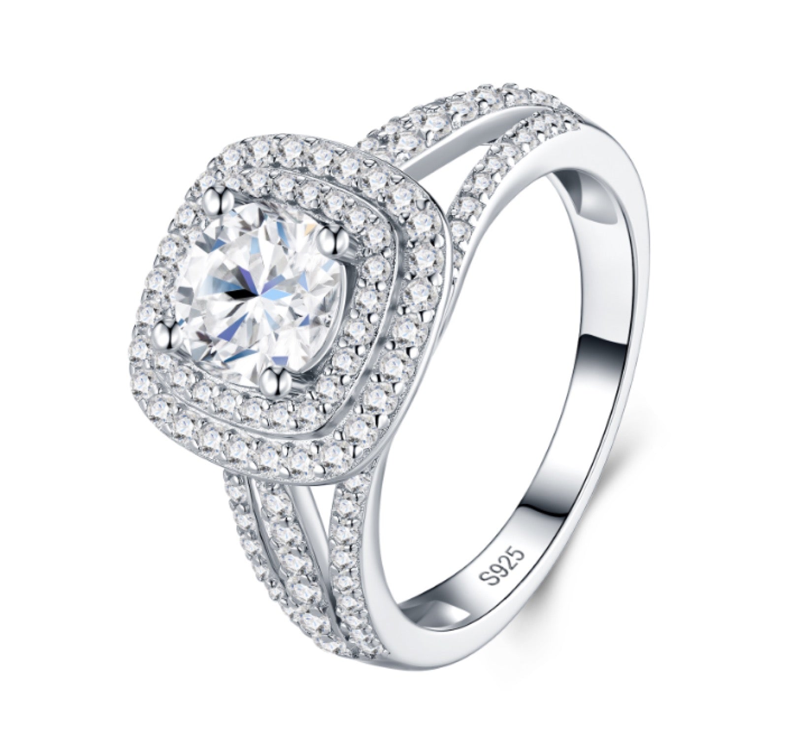Duplohalo 1 Carat Moissanite Halo Ring in Sterling Silver