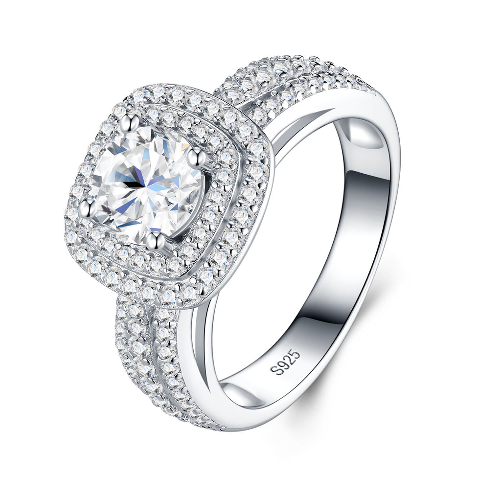 Sovrana 1 Carat Moissanite Halo Ring in Sterling Silver