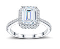 Verdetta Emerald-Cut Moissanite Halo Ring in Sterling Silver