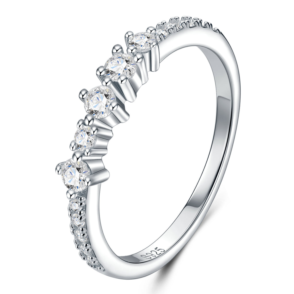 Diademino Moissanite Band Ring in Sterling Silver