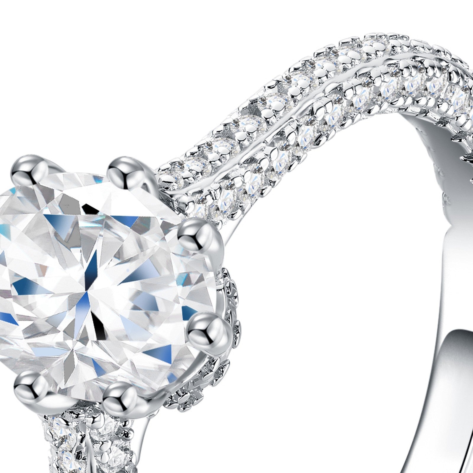 Ovalella Oval-Cut Moissanite Solitaire Ring in Sterling Silver — detail