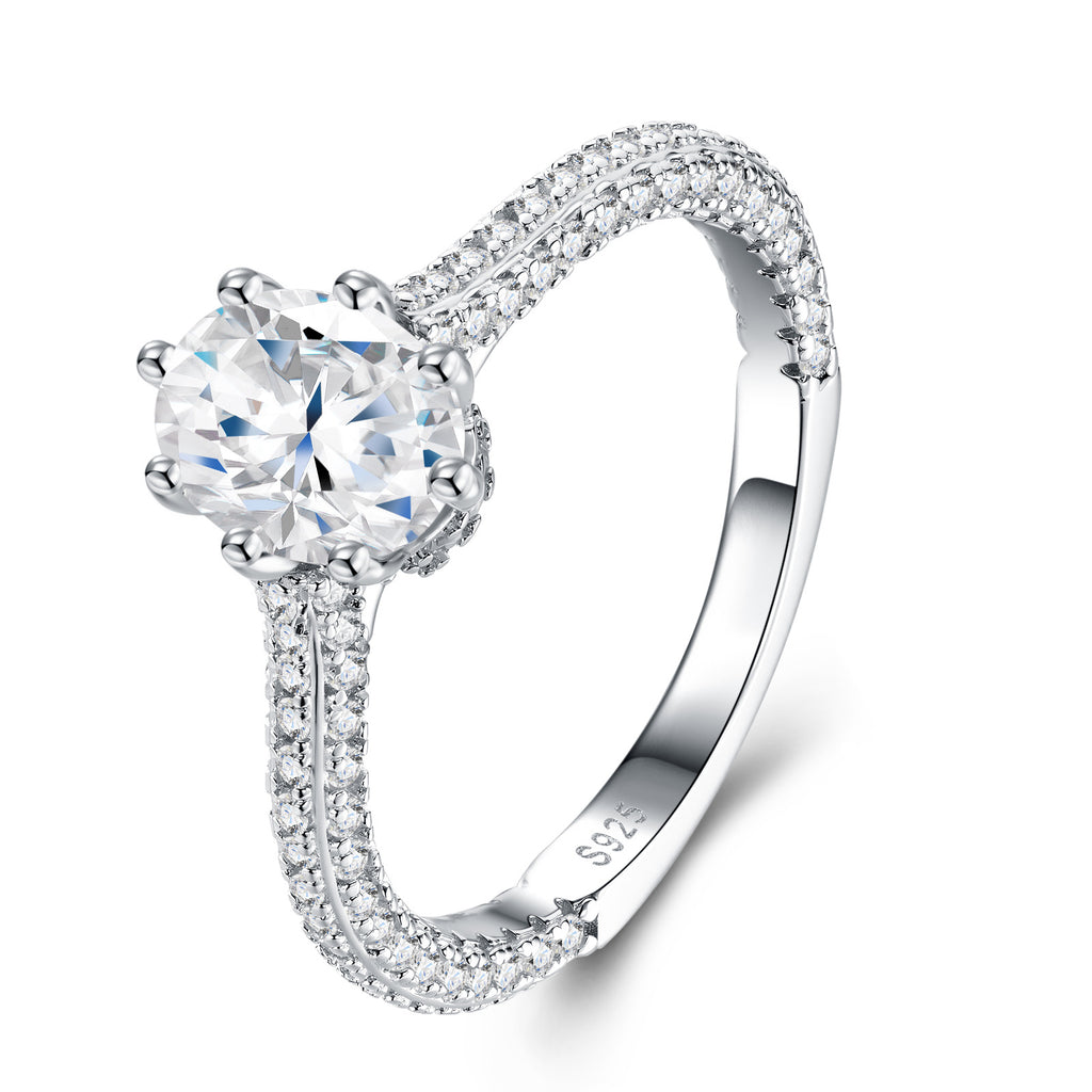 Ovalella Oval-Cut Moissanite Solitaire Ring in Sterling Silver