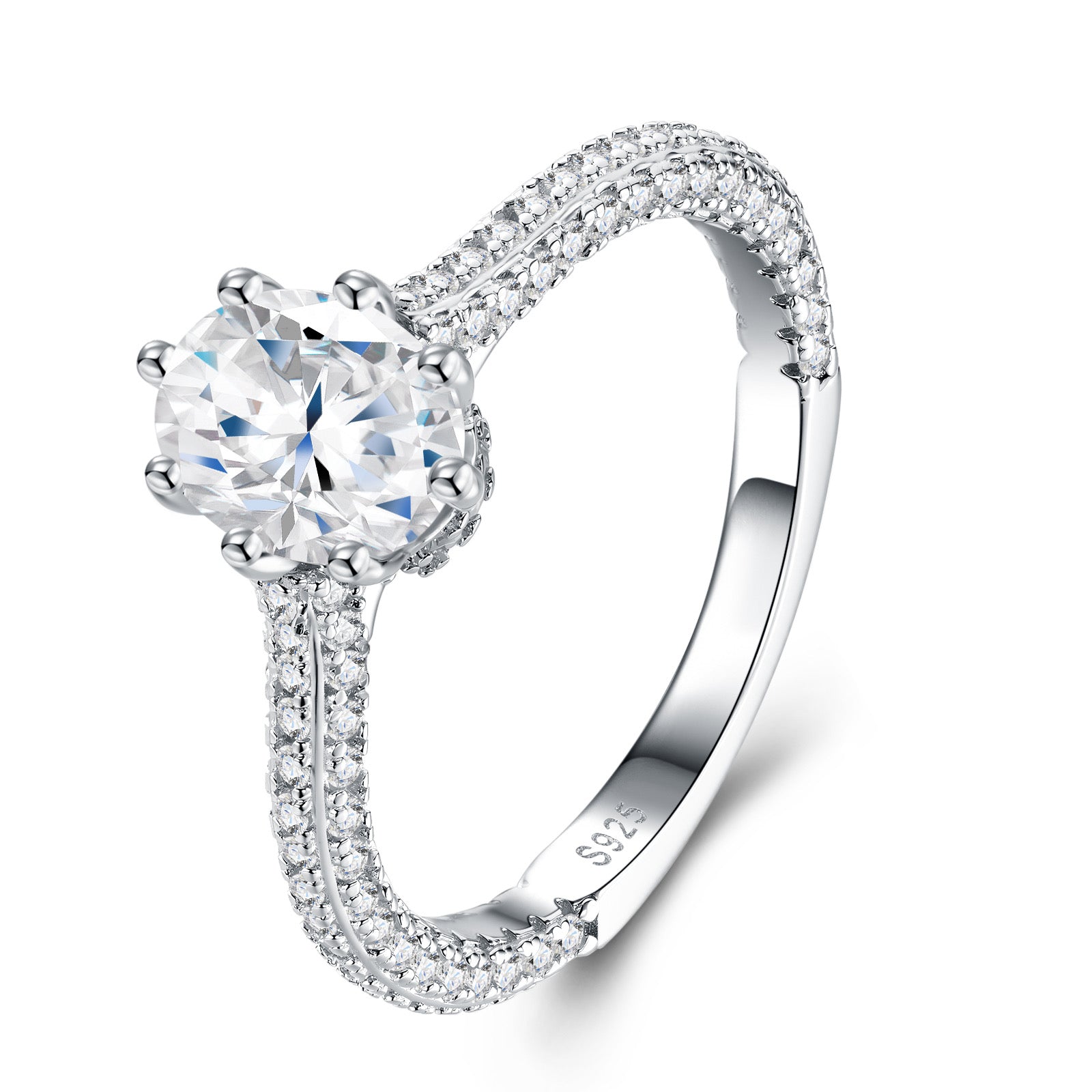 Ovalella Oval-Cut Moissanite Solitaire Ring in Sterling Silver