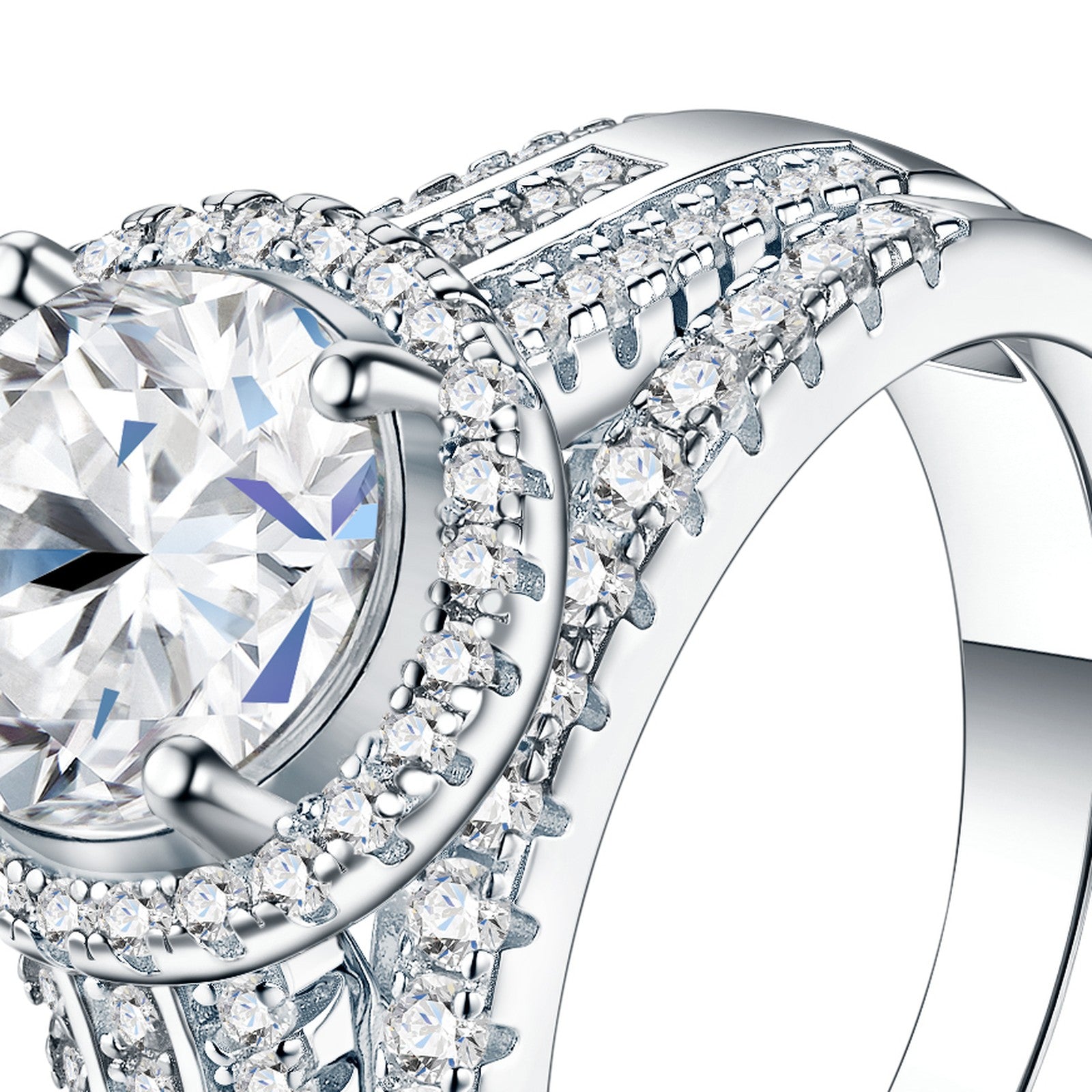 Corte 2 Carat Moissanite Halo Ring in Sterling Silver — detail