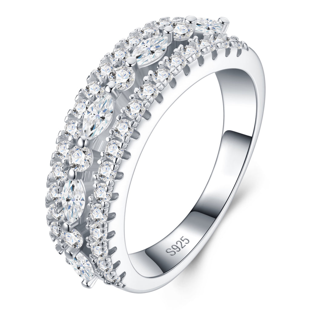 Trecci Moissanite Band Ring in Sterling Silver