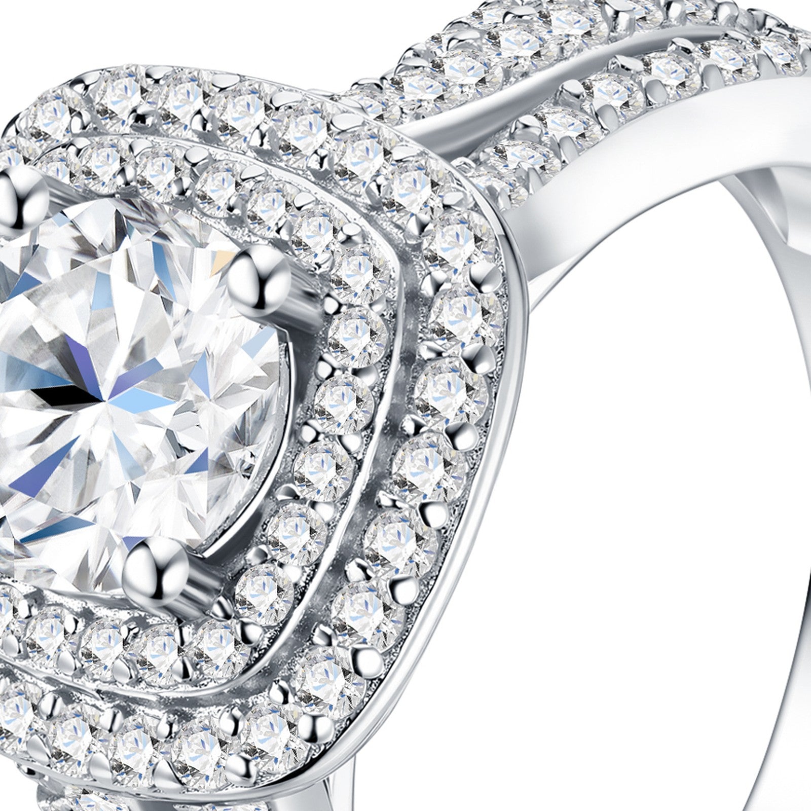 Bisalo 1 Carat Moissanite Halo Ring in Sterling Silver — detail
