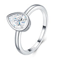 Goccetta Pear-Cut Moissanite Solitaire Ring in Sterling Silver