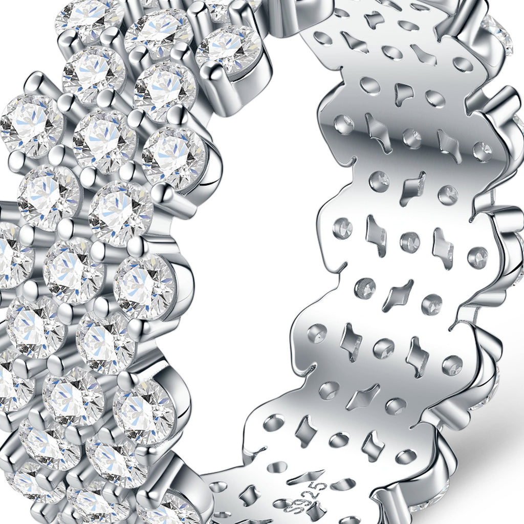 Corona Moissanite Eternity Band Ring in Sterling Silver — detail