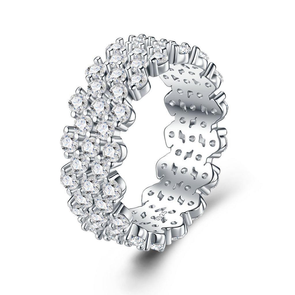 Corona Moissanite Eternity Band Ring in Sterling Silver
