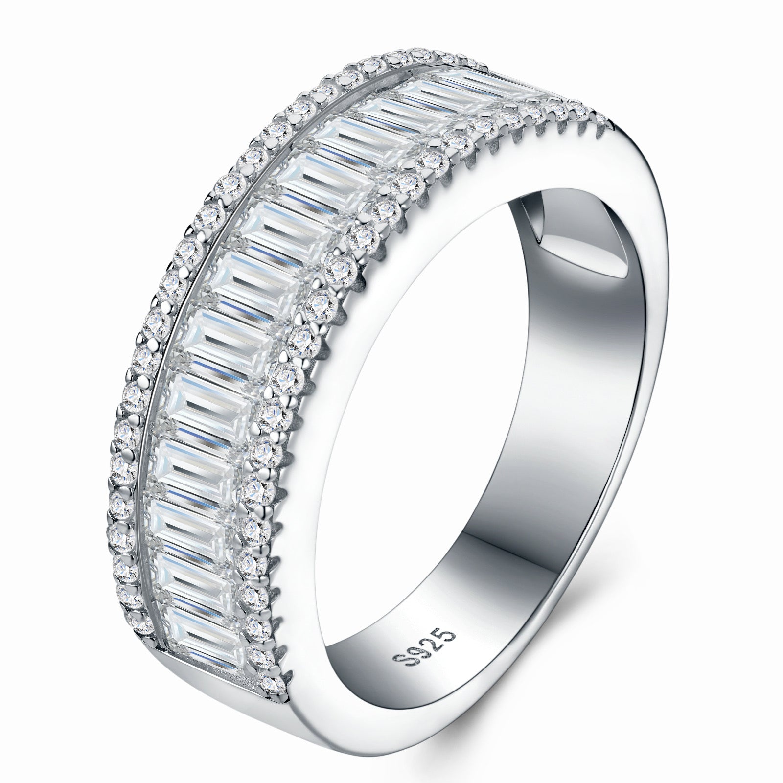 Canalona Moissanite Band Ring in Sterling Silver