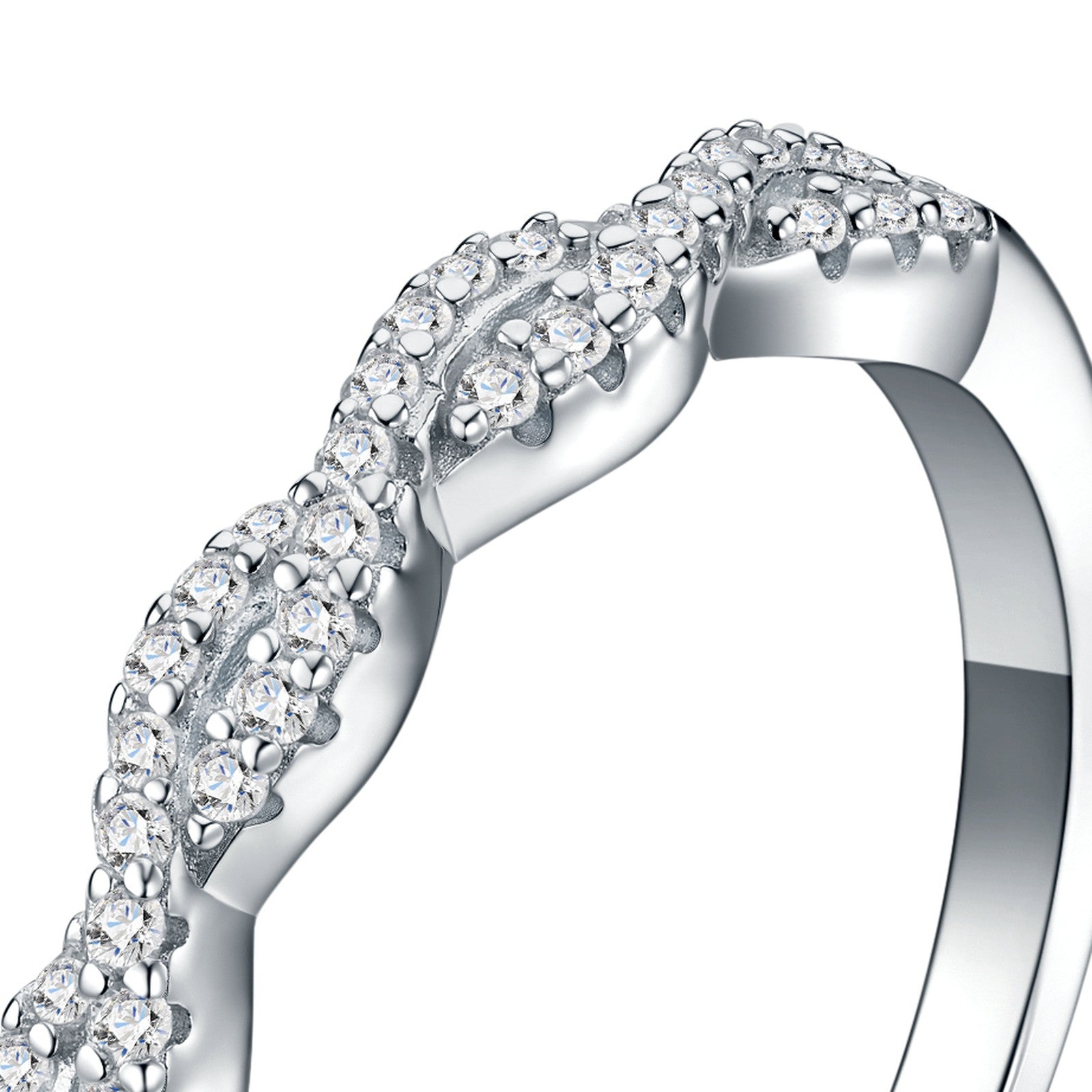 Merletto Moissanite Band Ring in Sterling Silver — detail