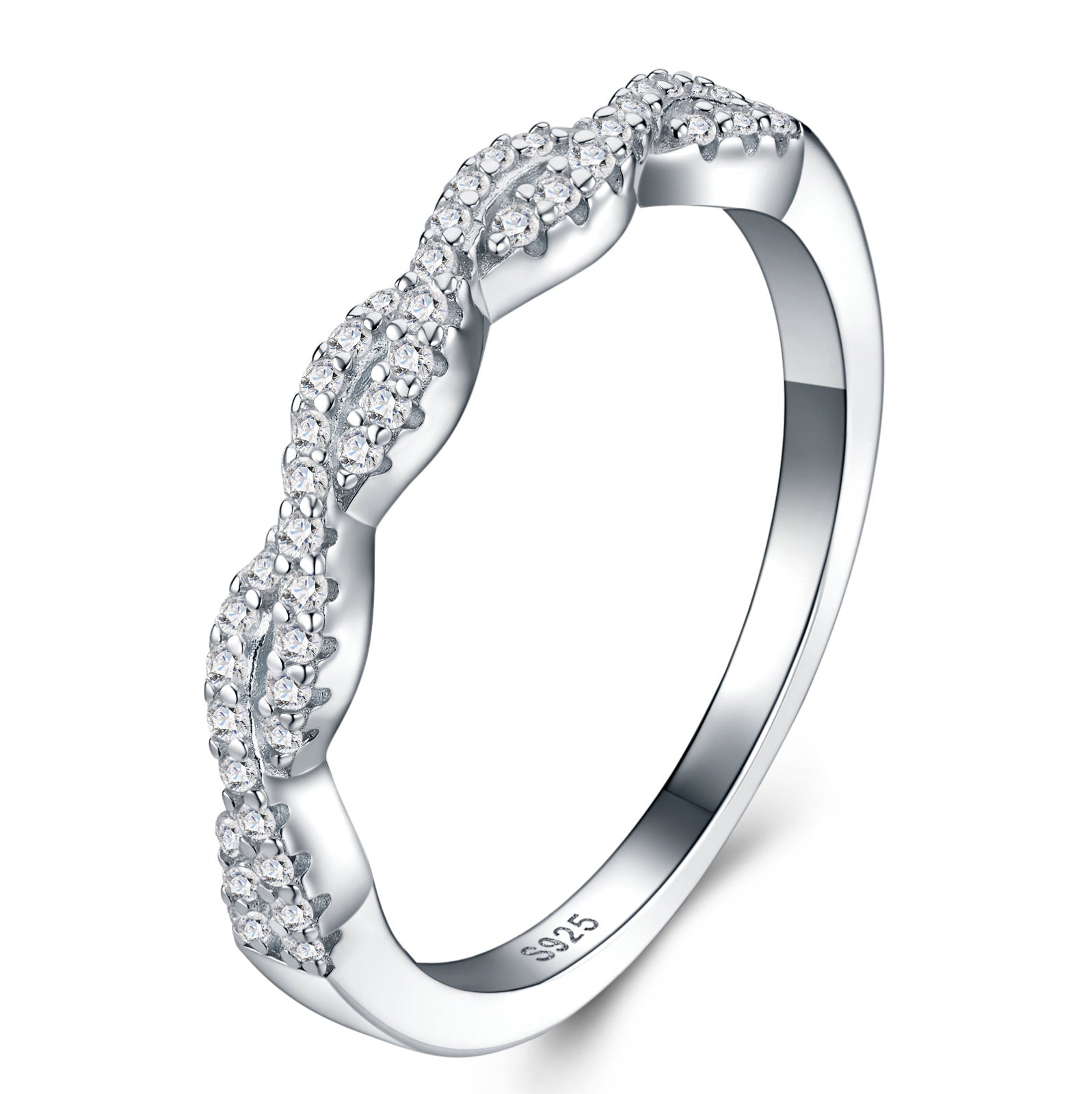 Merletto Moissanite Band Ring in Sterling Silver