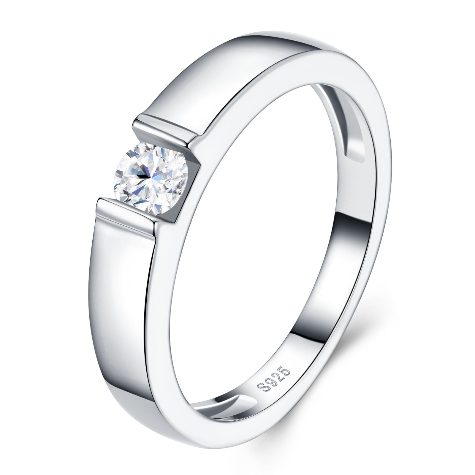 Vero Moissanite Band Ring in Sterling Silver