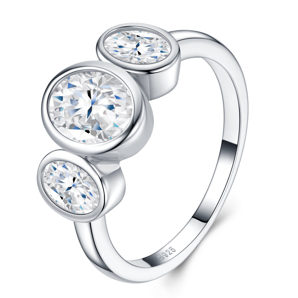 Doppia Oval-Cut Moissanite Two-Stone Ring in Sterling Silver