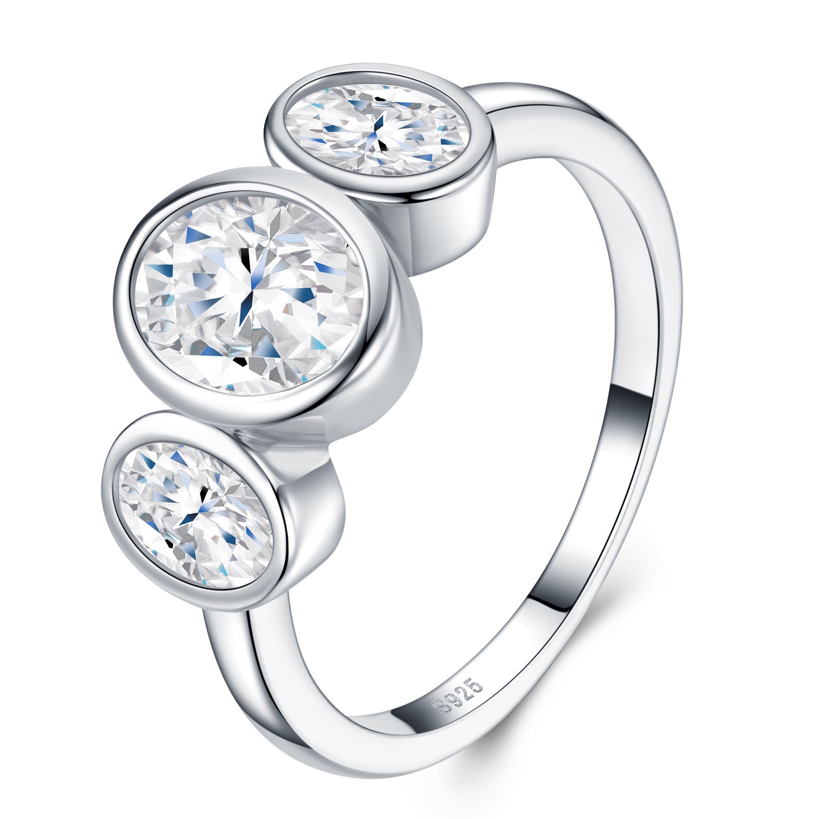 Doppia Oval-Cut Moissanite Two-Stone Ring in Sterling Silver