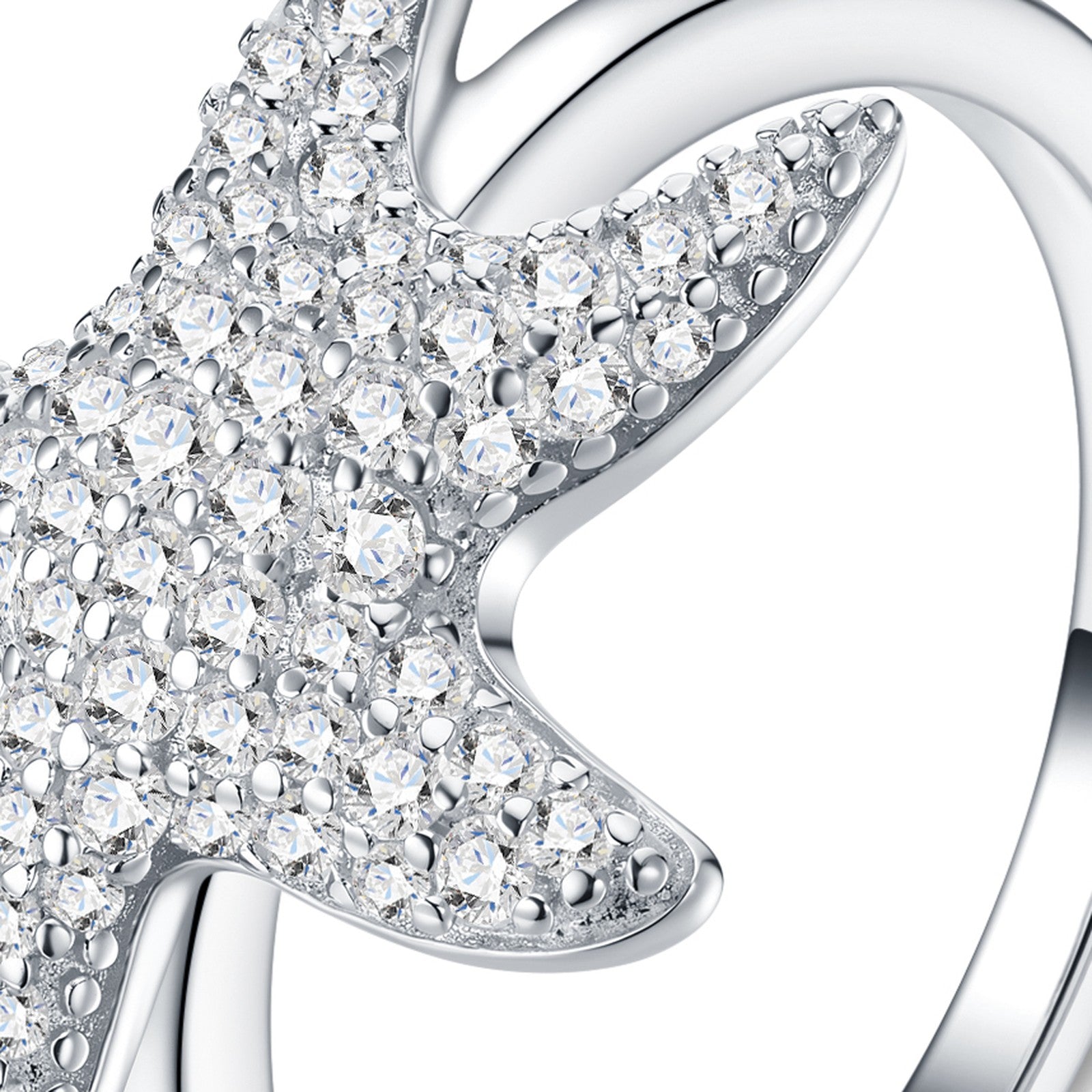Stelladimare Moissanite Starfish Ring in Sterling Silver — detail